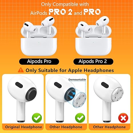 4 Pairs Replacement Ear Tips for AirPods Pro 2nd/1st Generation with Portable Storage Box & Cleaner Pen,Noise Reduction Holewith & Built-in dust Guard Screen,Silicone EarTips(White)